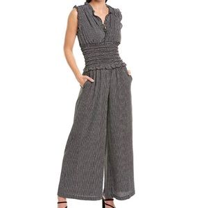 NWT Max Studio V-Neck Smocked Waist Jumpsuit | L